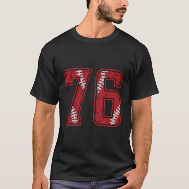 Nummer 76, Disted Baseball Jersey Number T Shirt (Framsida)