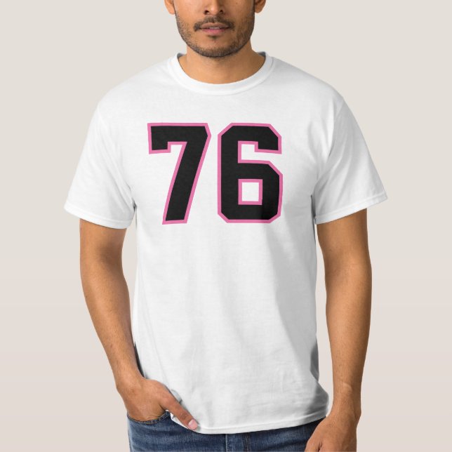 Nummer #76 Sports Jersey Rosa Black Lucky No. T Shirt (Framsida)
