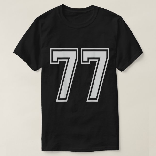 Nummer 77 T-Shirt-sportspelarnummer BAK av Shi T Shirt (Design framsida)