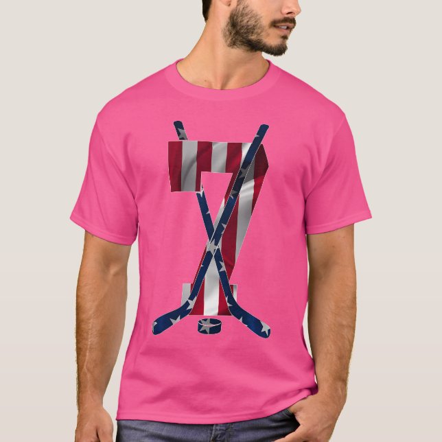 Nummer 7 år Ice Hockey 7:e Birthday T Shirt (Framsida)