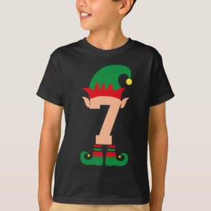 Nummer 7 Elf Chrismas tema 7 år gamla pojkar T Shirt