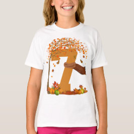 Nummer 7 höstminskningstema Thanksgiving 7 år gamm T Shirt