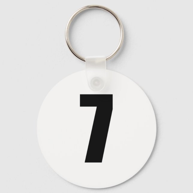 nummer 7 i svart på nyckelkedja med vita knappar nyckelring (Framsida)