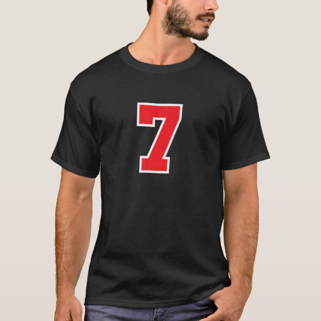 Nummer 7 Idrottsevenemang Jersey Birthday Age Luck T Shirt (Framsida)