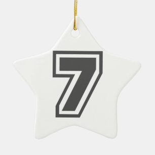 Nummer 7 julgransprydnad keramik