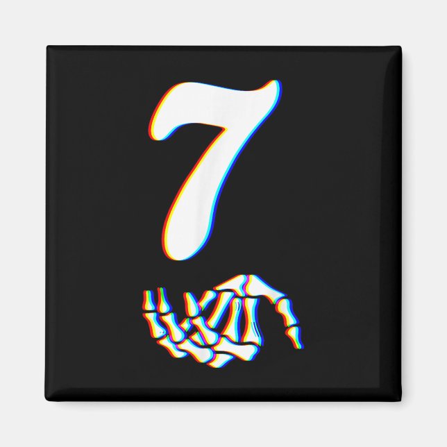 Nummer 7 Matchande 67 Meme Skelett Hand Halloween  Magnet (Framsidan)