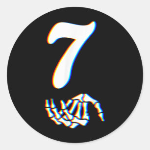 Nummer 7 Matchande 67 Meme Skelett Hand Halloween Runt Klistermärke