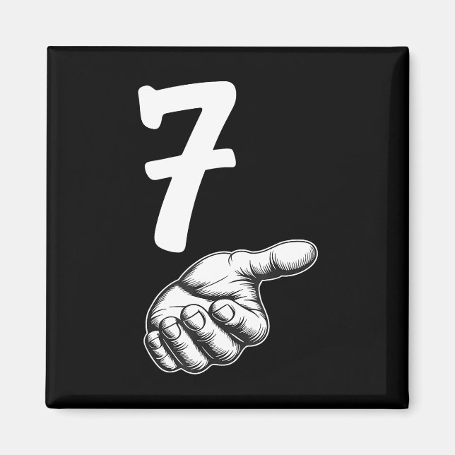 Nummer 7 Matchande Duo 67 Meme Gen Alpha Slang Hal Magnet (Framsidan)