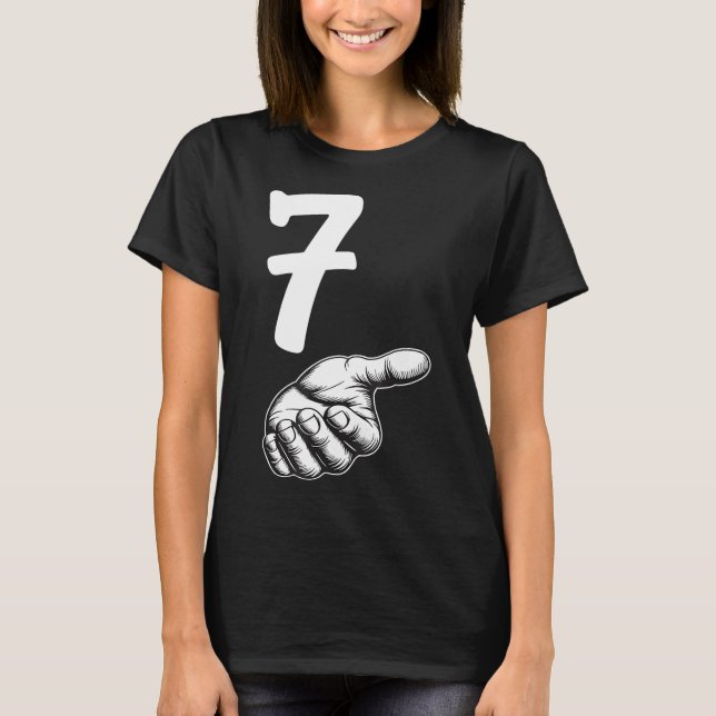 Nummer 7 Matchande Duo 67 Meme Gen Alpha Slang Hal T Shirt (Framsida)