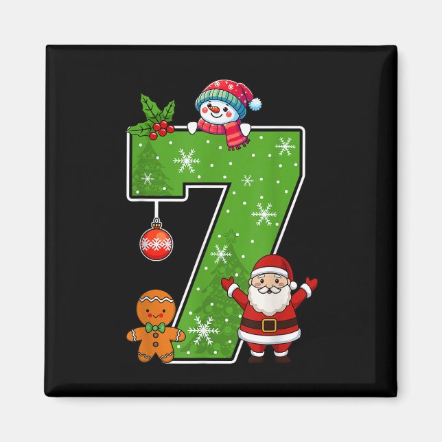 Nummer 7 Rolig 67 Meme Par Pyjamas Jul Ma Magnet (Framsidan)