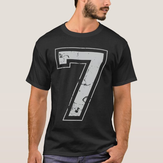Nummer 7 Sju Grått Jersey Iports Athletic Player T Shirt (Framsida)