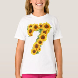 Nummer 7 Solblommor tema 7 Ålder Flickor T Shirt