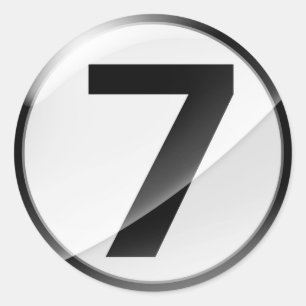 Nummer 7 Svart dekal Runt Klistermärke
