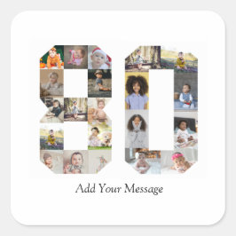 Nummer 80 Fotocollage Fyrkantigt Klistermärke