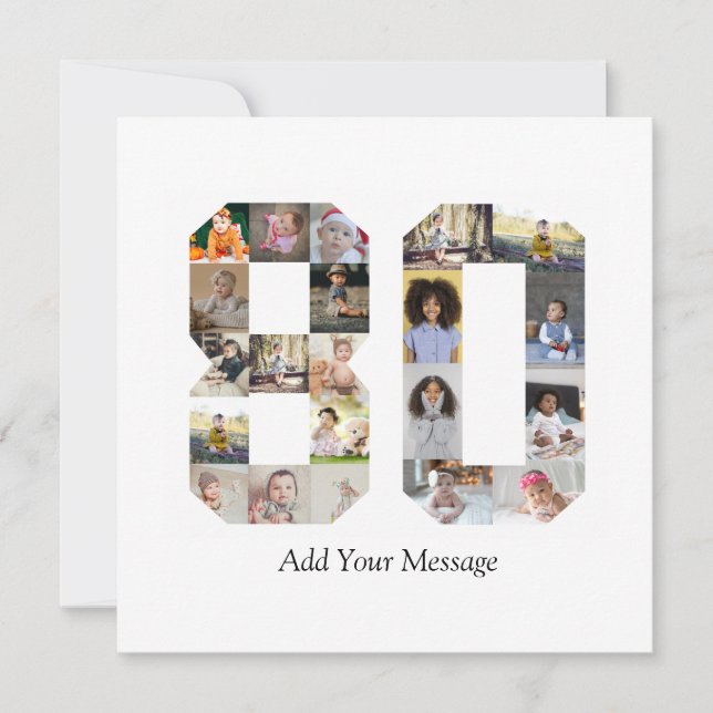 Nummer 80 Fotocollage Kort (Framsida)