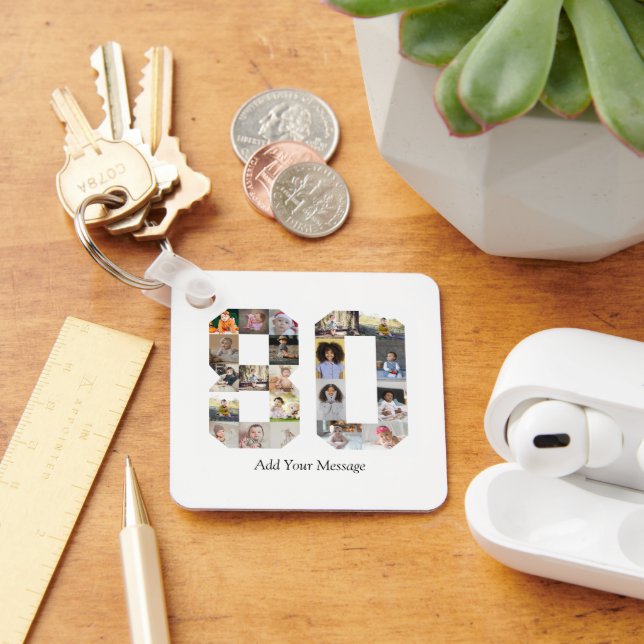 Nummer 80 Fotokollage Nyckelring (Skrivbord)