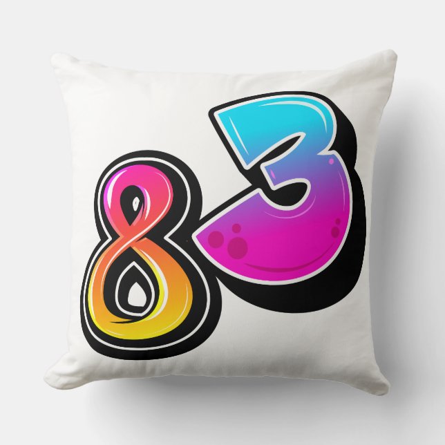 Nummer 83 Retro Gradient Bubbel Typografi Vektor  Kudde (Framsida)