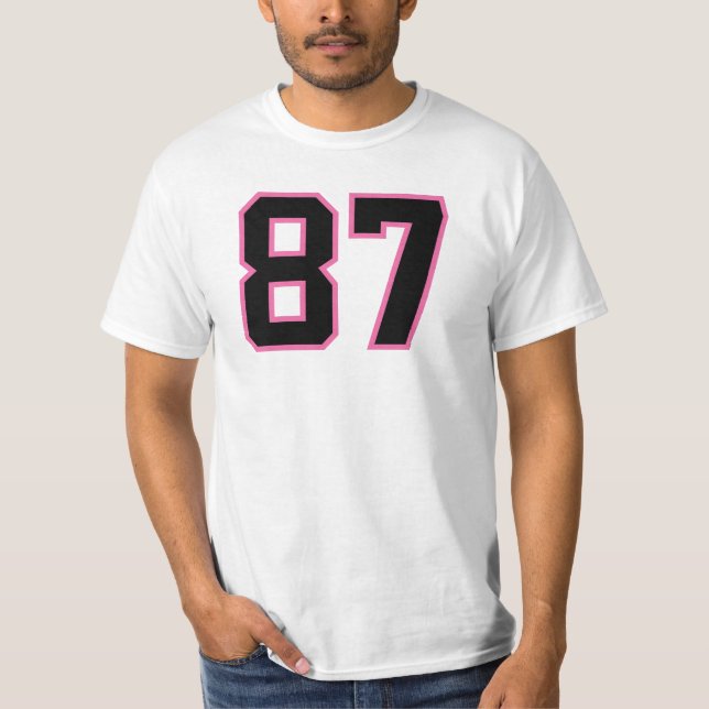 Nummer #87 Sports Jersey Rosa Black Lucky No. T Shirt (Framsida)