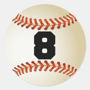 Nummer 8 Baseball Runt Klistermärke