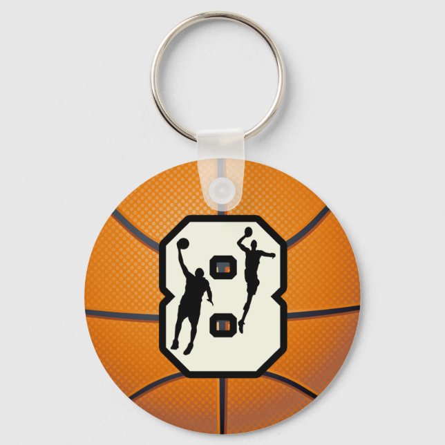 Nummer 8 basketboll och spelare nyckelring (Framsida)