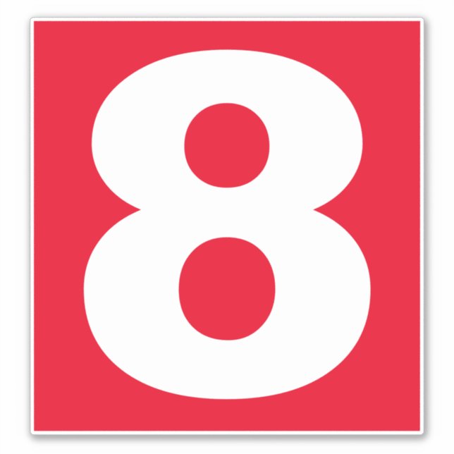 Nummer 8 Röd och vit etikett (Framsida)