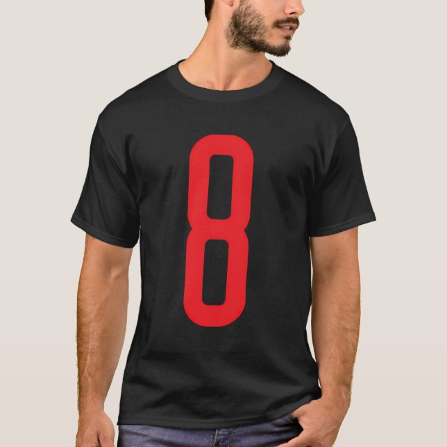 Nummer 8 Röda Sportfantasten Jersey-nummer T Shirt (Framsida)