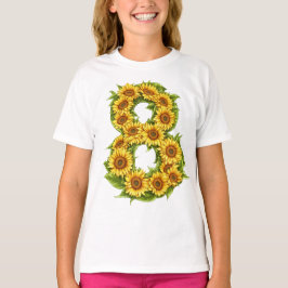 Nummer 8 Solblommor Tema 8 år Gamla barn flickor T Shirt
