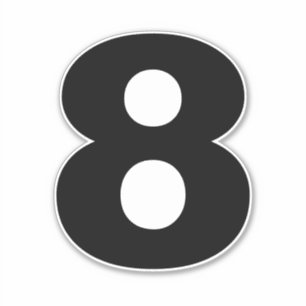 Nummer 8, svart och vit etikett