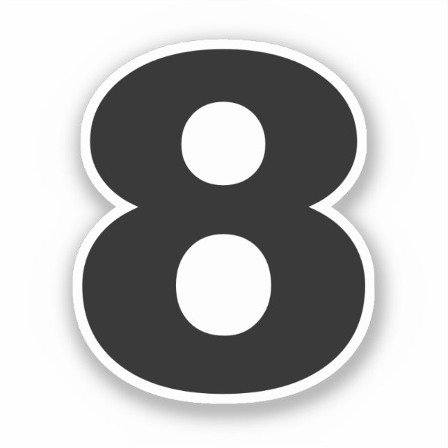 Nummer 8, svart och vit etikett (Framsida)