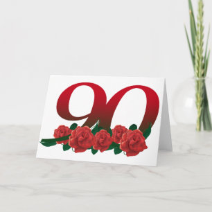 Nummer 90 eller 90:e födelsedagskalender blommigt kort