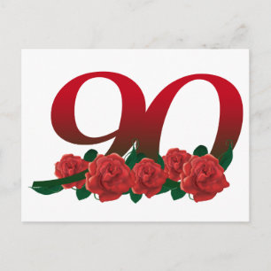 Nummer 90 eller 90:e födelsedagskalender blommigt vykort