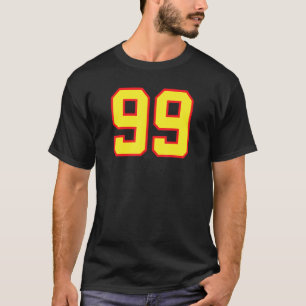 Nummer 99 Sports Jersey Fläkt Idrottsman Gult Red T Shirt