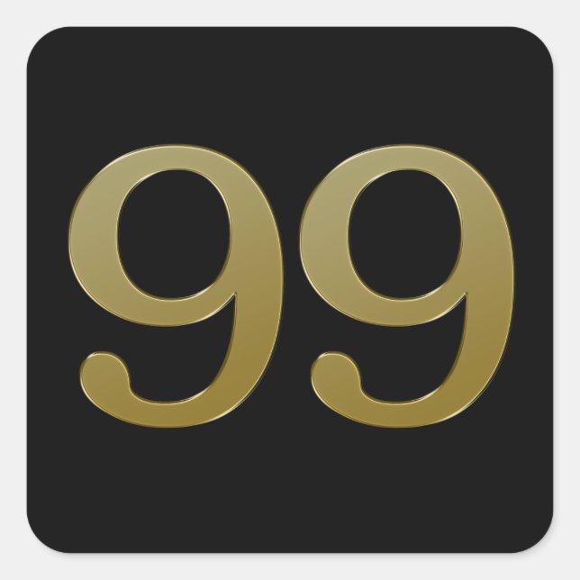 Nummer 99Guld kvadratstreck Fyrkantigt Klistermärke (Framsida)