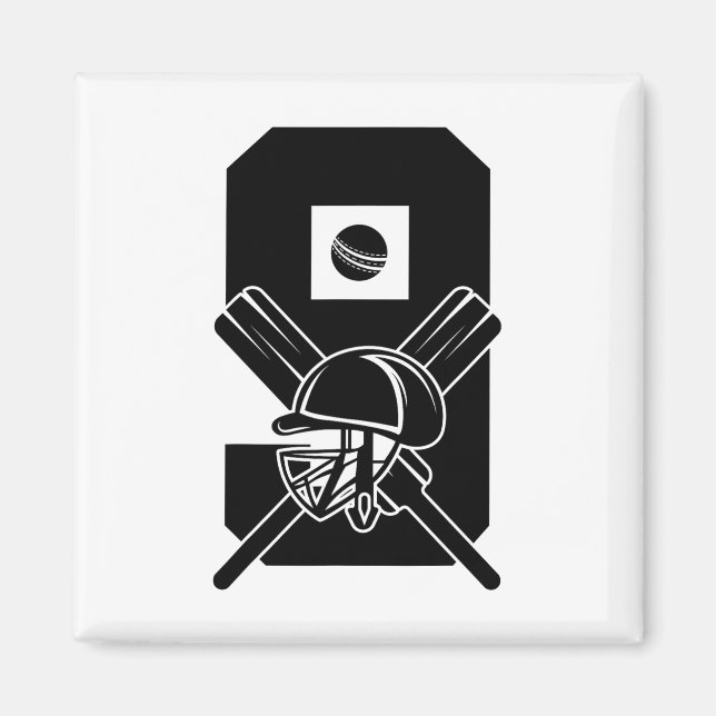 Nummer 9 år cricket 9-årsdag  magnet (Framsidan)