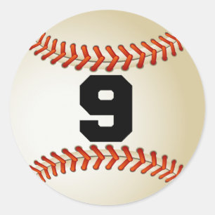 Nummer 9 Baseball Runt Klistermärke