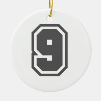 Nummer 9 julgransprydnad keramik