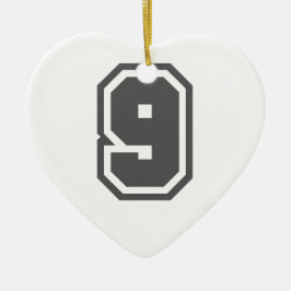 Nummer 9 julgransprydnad keramik