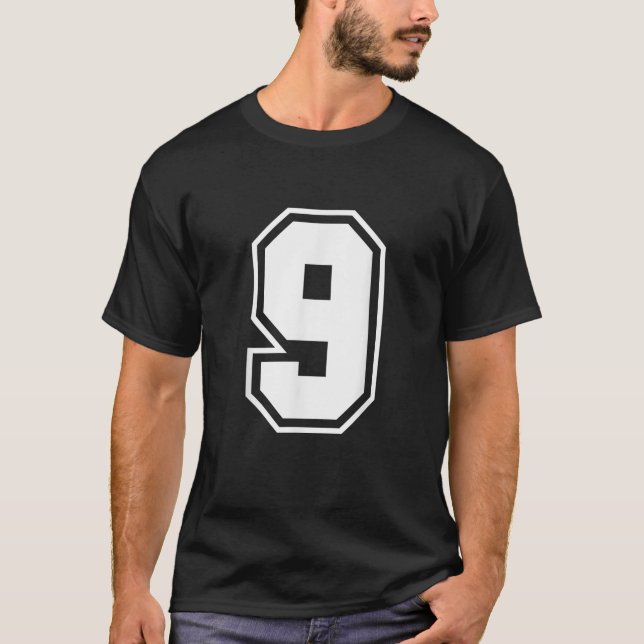 Nummer 9 räkna Monogram T Shirt (Framsida)