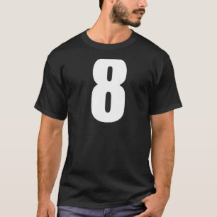 Nummer åtta Nummer 8, premium för vitt rakt vitt n T Shirt