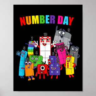 Nummer dag färgglada matematik siffror utbildning poster