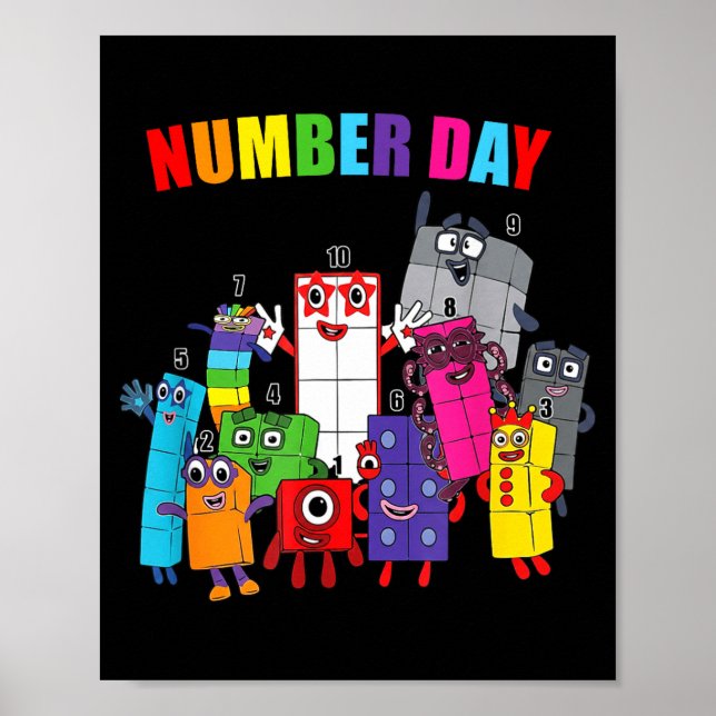 Nummer dag färgglada matematik siffror utbildning poster (Framsidan)