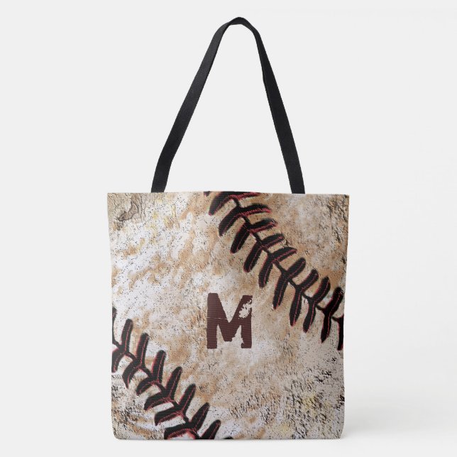 Nummer eller monogram baseboll totetavla tygkasse (Framsida)