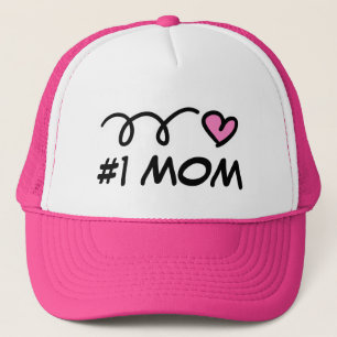 Nummer ett #1 mammas truckerhatt med sött rosa hjä keps
