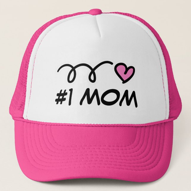 Nummer ett #1 mammas truckerhatt med sött rosa hjä keps (Framsida)