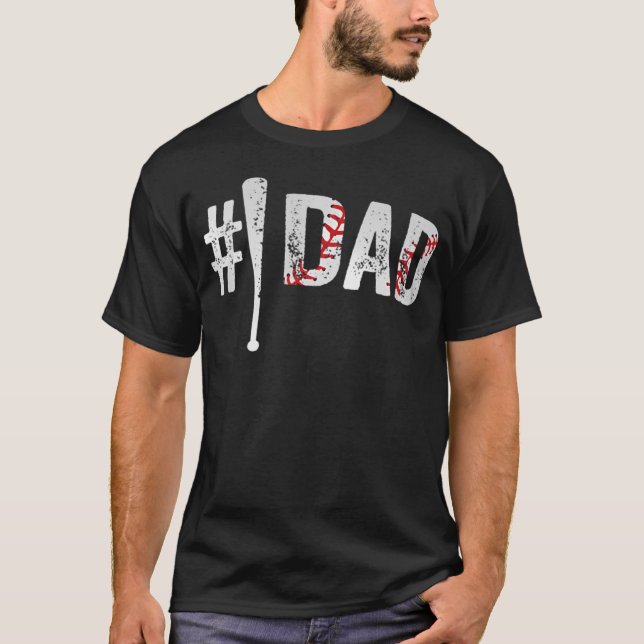 Nummer Ett Basebollpappa för fars dag 1 T Shirt (Framsida)