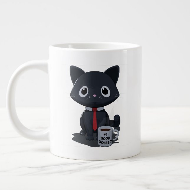 Nummer Ett Bra Jobbare Katt Specialmugg Jumbo Mugg (Vänster)