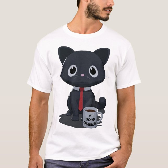 Nummer Ett Bra Jobbare Katt T Shirt (Framsida)