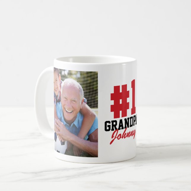 Nummer ett Grandpa 2 Photo Fars dag Kaffemugg (Framsida vänster)