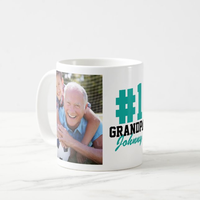 Nummer ett Grandpa 2 Photo Fars dag Kaffemugg (Framsida vänster)