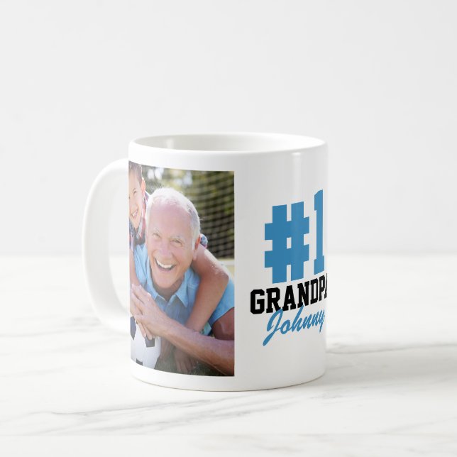 Nummer ett Grandpa 2 Photo Fars dag Kaffemugg (Framsida vänster)